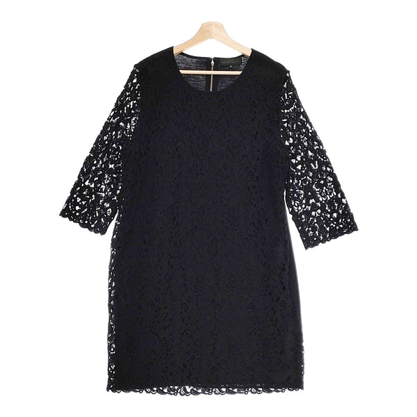 MOGA レース ウール混 長袖 ニット切替 B0235EKA335 サイズF ワンピース ブラック レディース モガ【中古】5-0123T△
