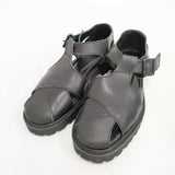 Y's SMOOTH LEATHER SANDALS SHOES レザーグルカサンダル サイズ2 YS-E06-711-2/2 サンダル ブラック レディース ワイズ/Yohji【中古】5-0526S◎