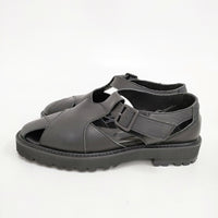 Y's SMOOTH LEATHER SANDALS SHOES レザーグルカサンダル サイズ2 YS-E06-711-2/2 サンダル ブラック レディース ワイズ/Yohji【中古】5-0526S◎