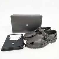 Y's SMOOTH LEATHER SANDALS SHOES レザーグルカサンダル サイズ2 YS-E06-711-2/2 サンダル ブラック レディース ワイズ/Yohji【中古】5-0526S◎