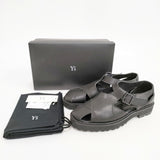 Y's SMOOTH LEATHER SANDALS SHOES レザーグルカサンダル サイズ2 YS-E06-711-2/2 サンダル ブラック レディース ワイズ/Yohji【中古】5-0526S◎