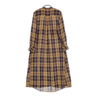 TICCA チェック レーヨン ノーカラーフレア ワンピース ブラウン ネイビー レディース ティッカ【中古】5-0301M∞