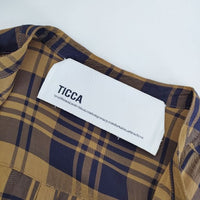TICCA チェック レーヨン ノーカラーフレア ワンピース ブラウン ネイビー レディース ティッカ【中古】5-0301M∞