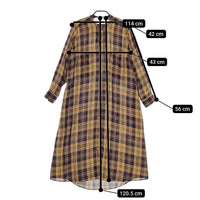 TICCA チェック レーヨン ノーカラーフレア ワンピース ブラウン ネイビー レディース ティッカ【中古】5-0301M∞