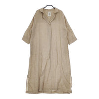 cloth&cross Hug O War リネン 半袖ロングドレス ワンピース ベージュ レディース クロス＆クロス ハグオーワー【中古】5-0301M∞