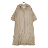 cloth&cross Hug O War リネン 半袖ロングドレス ワンピース ベージュ レディース クロス＆クロス ハグオーワー【中古】5-0301M∞