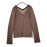 mina perhonen herb salt ka8584 Vネック プルオーバー セーター ニット ブラウン レディース ミナペルホネン【中古】5-0413M∞