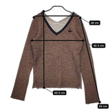 mina perhonen herb salt ka8584 Vネック プルオーバー セーター ニット ブラウン レディース ミナペルホネン【中古】5-0413M∞