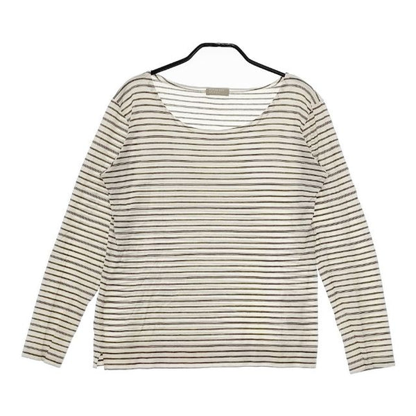 MARGARET HOWELL 578-269402 ボーダー コットン 長袖Ｔシャツ カットソー ロンＴ アイボリー ブラック レディース マーガレットハウエル【中古】5-0413M∞
