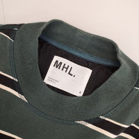 MHL. STRIPE JERSEY 595-3269502 長袖Ｔシャツ カットソー ロンＴ 23AW グリーン ブラック レディース エムエイチエル【中古】5-0108M∞