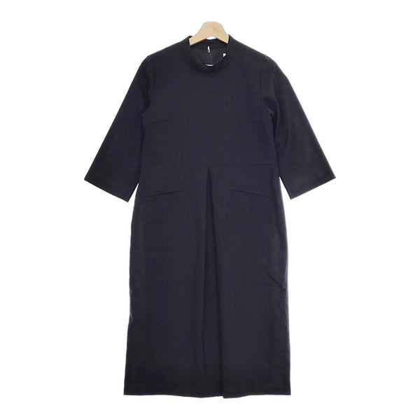 Chiclin ウールワンピース 22s001op サイズ1 長袖 スタンドカラー フロントタック ワンピース ブラック レディース チクリン【中古】5-0123T△