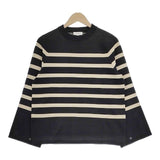 HYKE BELL SLEEVE SWEATER ベルスリーブ 231-11316 ボーダー セーター ニット ブラック ベージュ レディース ハイク【中古】5-0203M∞