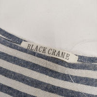BLACK CRANE アメリカ製 リネン ボーダー ブラウス シャツ ホワイト ブルー レディース ブラッククレーン【中古】5-0419S∞