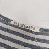 BLACK CRANE アメリカ製 リネン ボーダー ブラウス シャツ ホワイト ブルー レディース ブラッククレーン【中古】5-0419S∞