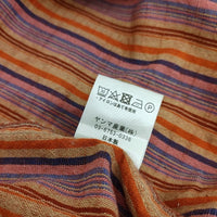 ヤンマ産業 yamma 会津木綿 おさむ縞 コットン プルオーバー ブラウス シャツ オレンジ ピンク レディース ヤンマ産業【中古】5-0419M∞