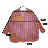 ヤンマ産業 yamma 会津木綿 おさむ縞 コットン プルオーバー ブラウス シャツ オレンジ ピンク レディース ヤンマ産業【中古】5-0419M∞