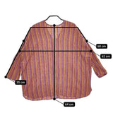 ヤンマ産業 yamma 会津木綿 おさむ縞 コットン プルオーバー ブラウス シャツ オレンジ ピンク レディース ヤンマ産業【中古】5-0419M∞