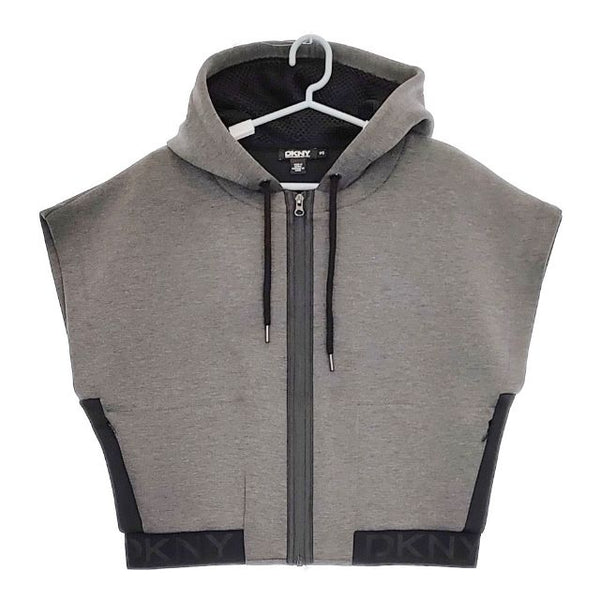 DKNY DONNA KARAN NEW YORK ノースリーブ 止水ジップ ダンボール パーカー グレー レディース ダナキャランニューヨーク【中古】5-0521M∞
