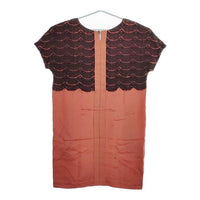 loungedress 半袖ドレス レース ワンピース オレンジ ブラック レディース ラウンジドレス【中古】5-0521S∞