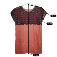 loungedress 半袖ドレス レース ワンピース オレンジ ブラック レディース ラウンジドレス【中古】5-0521S∞