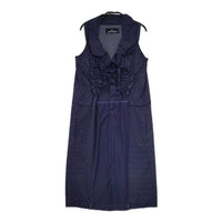 tricot COMME des GARCONS ドット柄 ポリエステル ノースリーブドレス フリル ワンピース AD2011 ネイビー レディース トリココムデギャルソン【中古】5-0702S∞