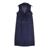 tricot COMME des GARCONS ドット柄 ポリエステル ノースリーブドレス フリル ワンピース AD2011 ネイビー レディース トリココムデギャルソン【中古】5-0702S∞