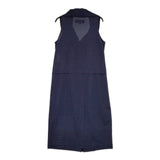 tricot COMME des GARCONS ドット柄 ポリエステル ノースリーブドレス フリル ワンピース AD2011 ネイビー レディース トリココムデギャルソン【中古】5-0702S∞