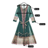 mash mania インナー付き 総柄ロングドレス ワンピース グリーン レディース マッシュマニア【中古】5-0201M∞