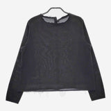 humoresque FS2205 シルクコットン crew neck blouse バックボタン ブラウス シャツ ブラック レディース ユーモレスク【中古】5-0201M∞