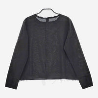 humoresque FS2205 シルクコットン crew neck blouse バックボタン ブラウス シャツ ブラック レディース ユーモレスク【中古】5-0201M∞