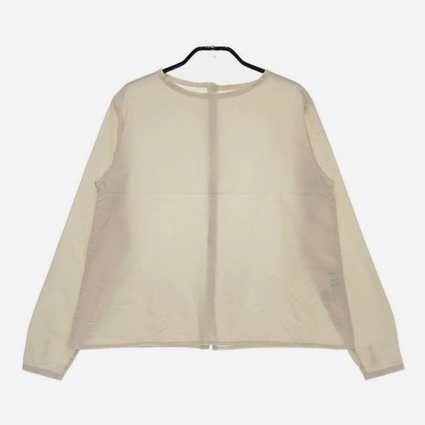 humoresque シルクコットン バックボタン GAS2201 crewnwck blouse cotton ブラウス シャツ アイボリー レディース ユーモレスク【中古】5-0201M∞