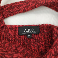 A.P.C. イタリア製 サイズM ミックスニット ウールアンゴラ ベスト レッド レディース アーペーセー【中古】4-1217T♪