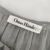 Omas Hande リボンガウン 丸襟ワンピース コットン ガウン コート グレー レディース オーマスヘンデ【中古】5-0402M∞