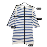 Omas Hande コットンニット ボーダー チュニック スペイン製 ワンピース ホワイト ブルー レディース オーマスヘンデ【中古】5-0402M∞