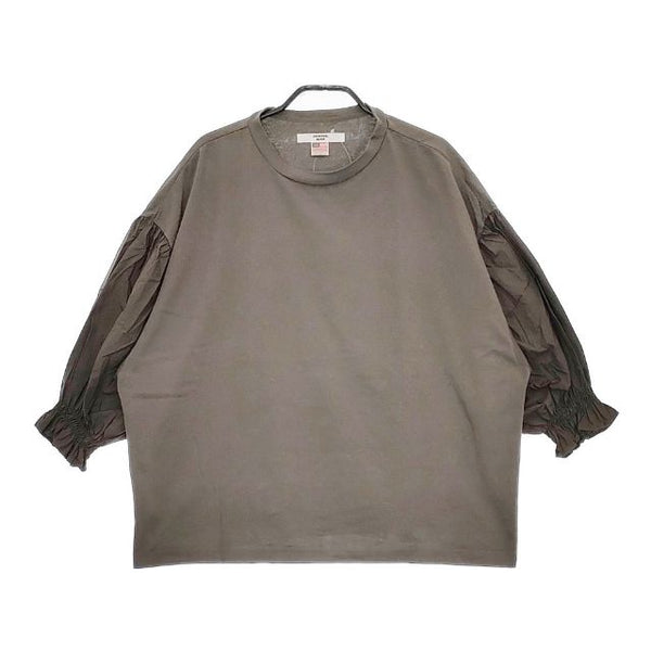UNIVERSAL SEVEN USAコットンコンボスリーブプルオーバー 定価10450円 長袖Ｔシャツ カットソー ロンＴ グレー レディース ユニヴァーサルセブン【中古】5-0402M∞
