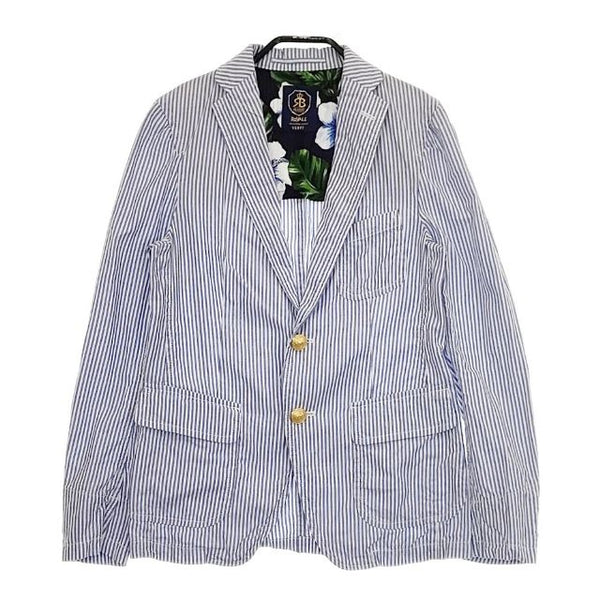 Deuxieme Classe ROYALE VESTE 金ボタン ストライプ テーラードジャケット ブルー ホワイト レディース ドゥーズィエムクラス【中古】5-0402M∞