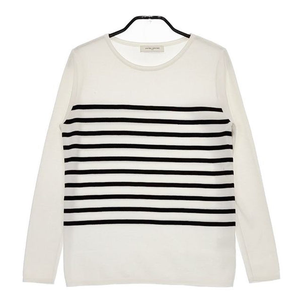 UNITED ARROWS ボーダーコットン 1513-699-3014 セーター ニット ホワイト ブラック レディース ユナイテッドアローズ【中古】5-0402M∞