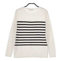 UNITED ARROWS ボーダーコットン 1513-699-3014 セーター ニット ホワイト ブラック レディース ユナイテッドアローズ【中古】5-0402M∞