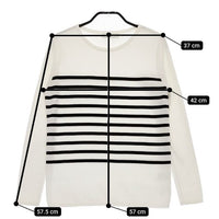 UNITED ARROWS ボーダーコットン 1513-699-3014 セーター ニット ホワイト ブラック レディース ユナイテッドアローズ【中古】5-0402M∞