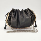 MSNOM ムスノム 未使用品 No.8 ラタン牛革ダブルチェーンショルダーバッグ ショルダーバッグ ベージュ ブラック レディース【中古】5-0320G◎