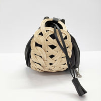 MSNOM ムスノム 未使用品 No.8 ラタン牛革ダブルチェーンショルダーバッグ ショルダーバッグ ベージュ ブラック レディース【中古】5-0320G◎