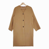 COMPTOIR DES COTONNIERS ウールカシミヤ ノーカラー コート キャメル レディース コントワーデコトニエ【中古】4-1217T♪