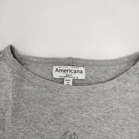 AMERICANA bon voyage コットン 長袖Ｔシャツ カットソー ロンＴ グレー レディース アメリカーナ【中古】5-0204M∞