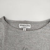 AMERICANA bon voyage コットン 長袖Ｔシャツ カットソー ロンＴ グレー レディース アメリカーナ【中古】5-0204M∞