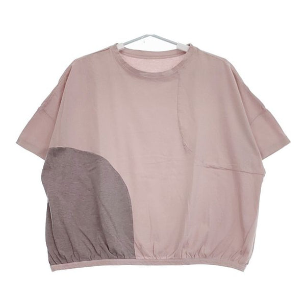 pas a pas 切替 短丈 後染め 半袖Ｔシャツ カットソー ピンク レディース パスアパス【中古】5-0521S∞