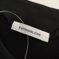 ESTROISLOSE 切替 プルオーバー トレーナー 半袖Ｔシャツ カットソー ブラック レディース エストゥロワルーズ【中古】5-0521S∞