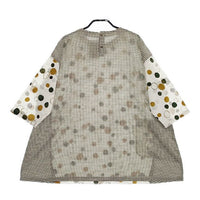 pas a pas ドット ギンガムチェック チュニック ブラウス シャツ キナリ グレー レディース パスアパス【中古】5-0402M∞