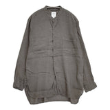 maison de SOIL HOMME コットンリネン バンドカラー インド製 サイズ1 長袖シャツ グレー系 メンズ メゾンドソイル【中古】6-0320M♪