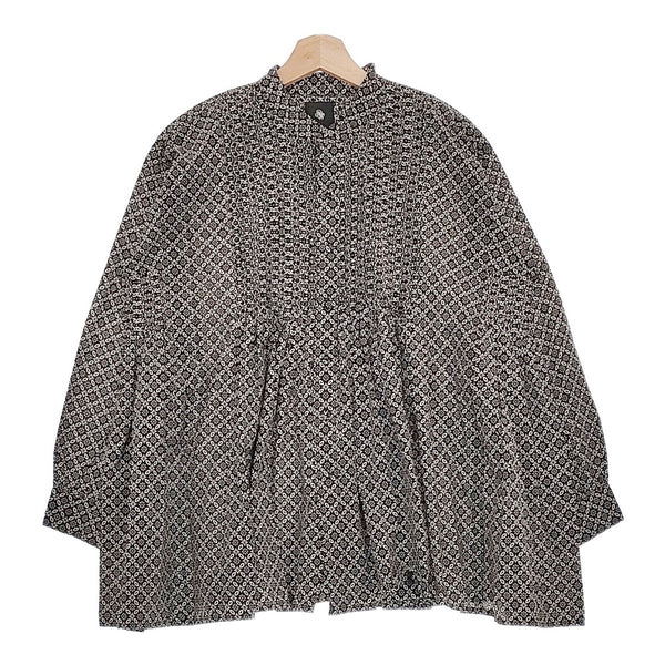 maison de SOIL ピンタック COTTON REPETITIONAL FLOWER BLOCK PRINT インド製ブラウス 23AW ブラック ホワイト メゾンドソイル【中古】4-1214M♪