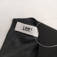 I am I レース切替 半袖ドレス ベルト付き チュール ワンピース ブラック レディース アイアムアイ【中古】5-0521S∞